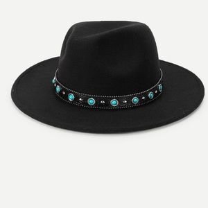 Black Suede Felt Panama Hat